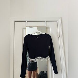 Black statement top w/ jewels